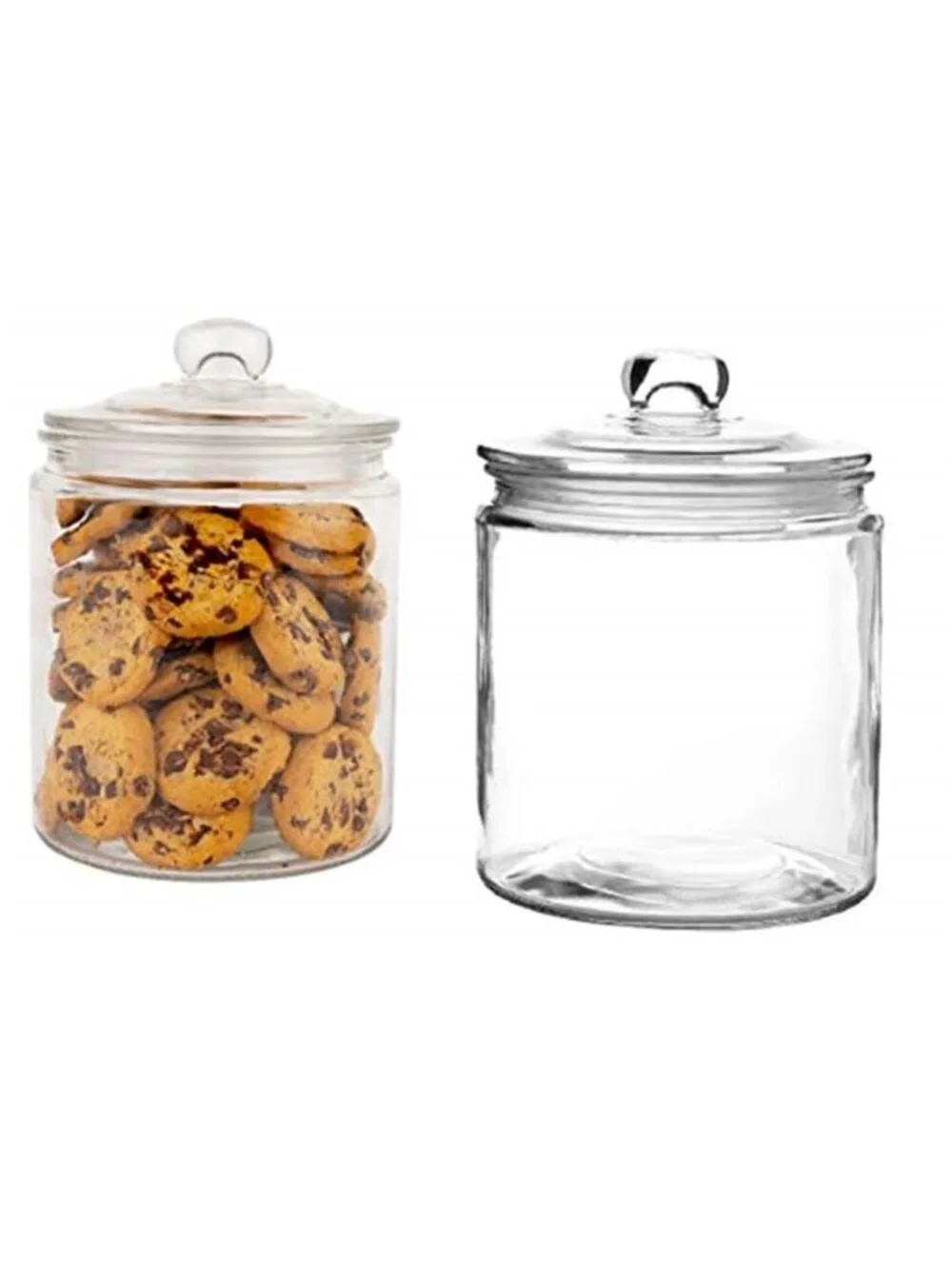 Set of 2 Glass Jar with Lid (2 Liter) | Airtight Glass Storage Cookie Jar